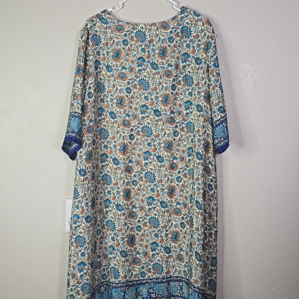 La Fourmi Rougue Floral Patterned Kaftan Dress Silk Blend Size XXL - Picture 7 of 7